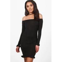 Louisa Frill Sleeve Dress - black