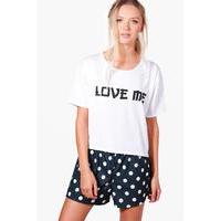 Love Me T-Shirt & Short PJ Set - black