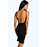 low back bodycon dress black