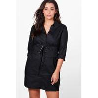 Lola Corset Shirt Dress - black