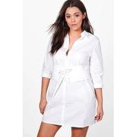 Lola Corset Shirt Dress - ivory