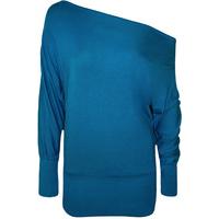 Lorena Plain Off Shoulder Batwing Top - Electric Blue