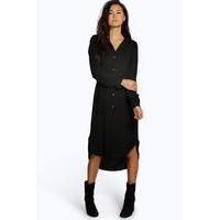 Long Line Shirt Dress - black