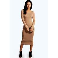 Long Sleeve Midi Dress - camel