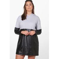 louise leather look contrast sweat dress charcoal