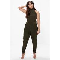 louise high neck jumpsuit khaki