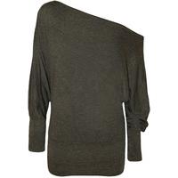 Lorena Plain Off Shoulder Batwing Top - Dark Grey