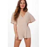 Lorna Textured Slinky Kimono Wrap Playsuit - champagne