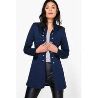 Longline Military Jacket - navy