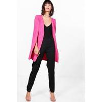 Longline Tailored Crepe Cape - fuchsia