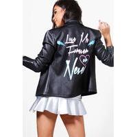 Love Me Forever Or Never Biker Jacket - black