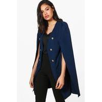 longline button tailored crepe cape navy