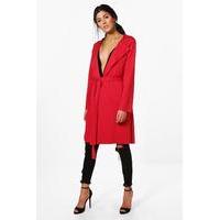 Long Sleeve Belted Duster - red