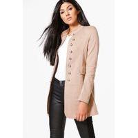 Longline Military Jacket - stone