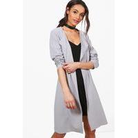 long sleeve belted duster grey