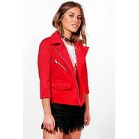 Louisa Scuba Biker Jacket - red
