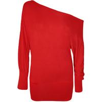 Lorena Plain Off Shoulder Batwing Top - Red