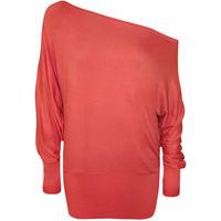 Lorena Plain Off Shoulder Batwing Top - Coral