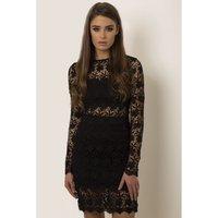 Long Sleeve Lace Cut Out Dress in Black
