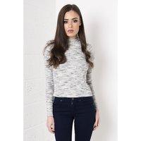 Long Sleeve Polo Neck Top in Light Grey