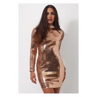 lola rose gold sequin mini dress