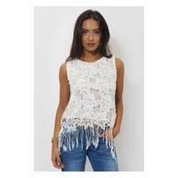 lola white fringe vest top