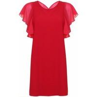 love red evening cross back frill sleeved dress womens long dress in r ...