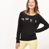 Long-Sleeved Jumper with Embroidered Patches