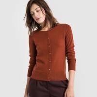 Long-Sleeved Pure Cashmere Cardigan with Pockets