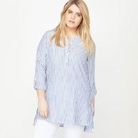 Long-Sleeved Striped Tunic Shirt