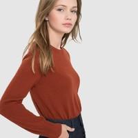 long sleeved round neck cashmere wool jumper