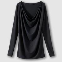 long sleeve cowl neck t shirt