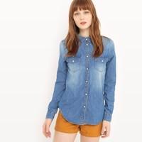 Long-Sleeved Denim Shirt