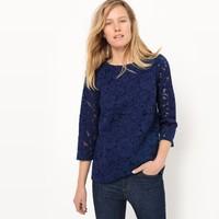 Long-Sleeved Guipure Lace Blouse