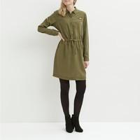 long sleeved lyocell dress with patch detail