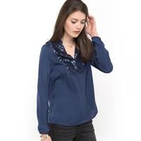 Loose Fit Long-Sleeved Blouse with Sequins