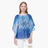 Loose Cut Printed Blouse, 3/4 Sleeves