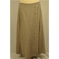 Long linen/viscose mix skirt by Aria - Size: 12 - Beige - Long skirt