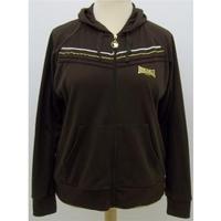 Lonsdale Brown with Gold (colour) trim, stripe & white stripe hooded Jacket Size 18