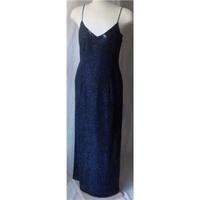 Long Evening Dress in Dark Blue Sequined Fabric