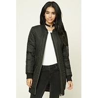 Longline Ribbed Bomber Jacket