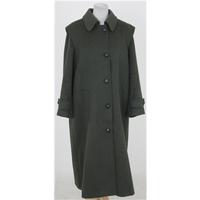 Loden, size 10 dark green wool feel long coat