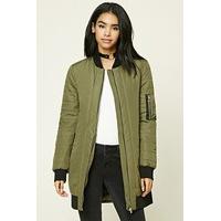 Longline Ribbed Bomber Jacket