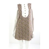 Louche Size S Ditsy Print Floral Shift Dress with Pleated Yoke Front