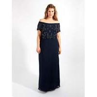 Lovedrobe Luxe Navy Bardot Maxi Dress