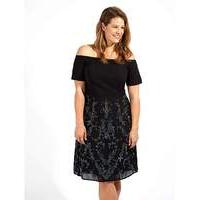 Lovedrobe Luxe Sequin Black Bardot Dress