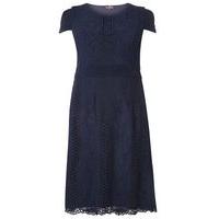 Lovedrobe Navy Blue Lace Skater Dress, Navy