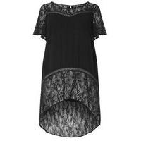 Lovedrobe Black Lace High-Low Hem Tunic, Black
