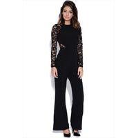 Long Sleeved Black Lace Jumpsuit