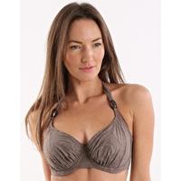 Lombok Underwired Gathered Halter Full Cup Bikini - Truffle